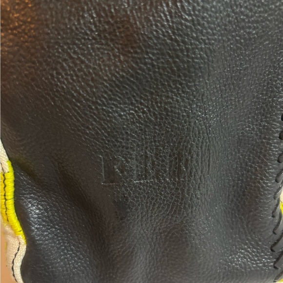 Rebecca Mankoff Black woven canvas  leather and Yellow Patterned Tote Bag - Picture 6 of 7